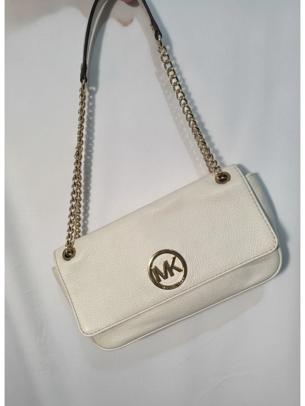 NWOT Michael Kors Fulton Small Flap Vanilla Cream Leather Chain Shoulder Bag